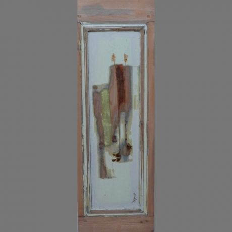 Huile sur porte ancienne en bois 27 cm x 82 cm Vendue