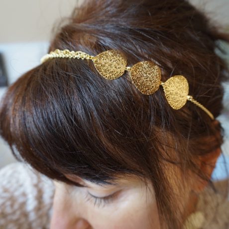 headband doré or 3 feuilles